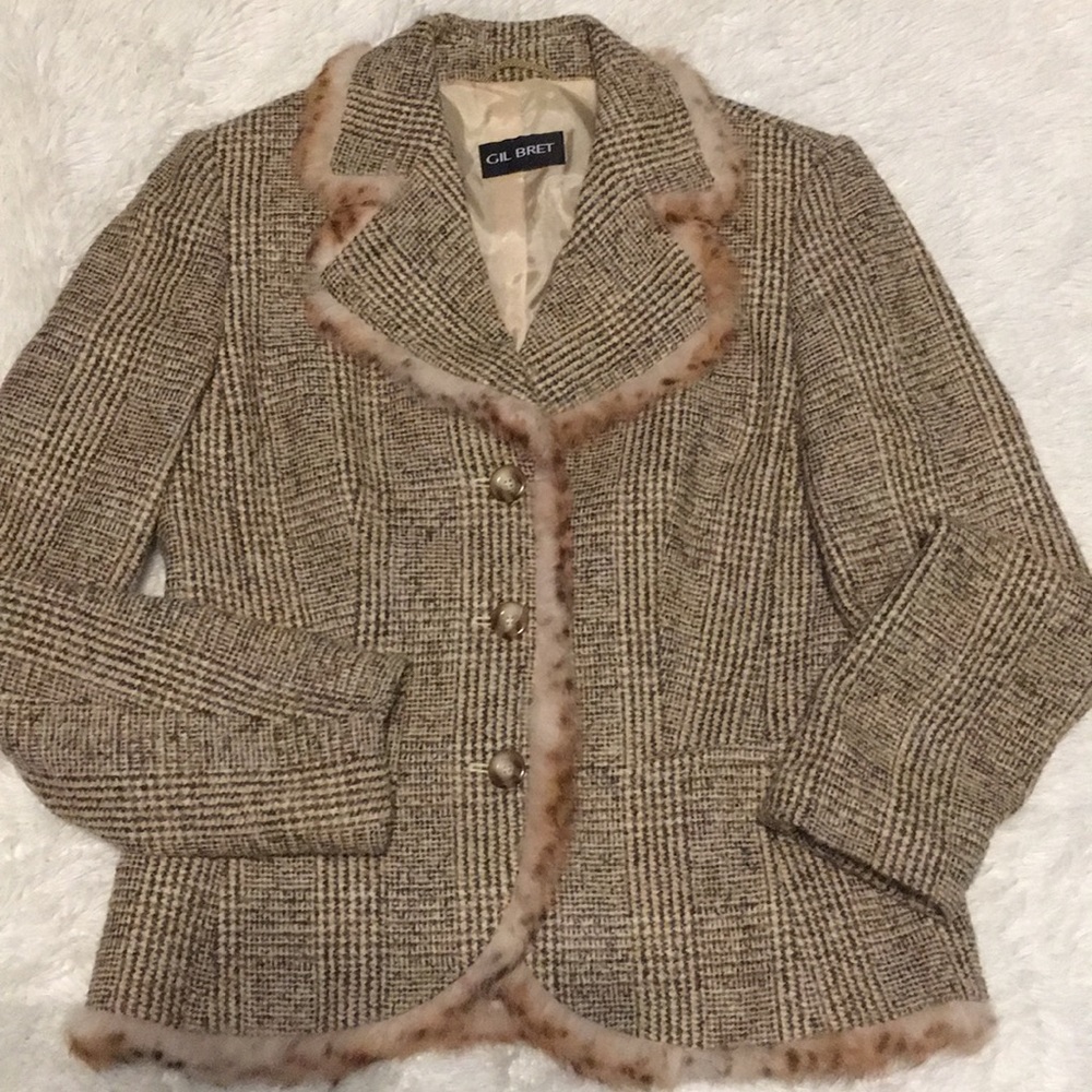 Gil Bret Women’s Tweed Brown Fur Jacket